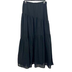 Modern Citizen Runa Tiered Maxi Skirt Flowy A-Line Black Boho Whimsigoth MEDIUM